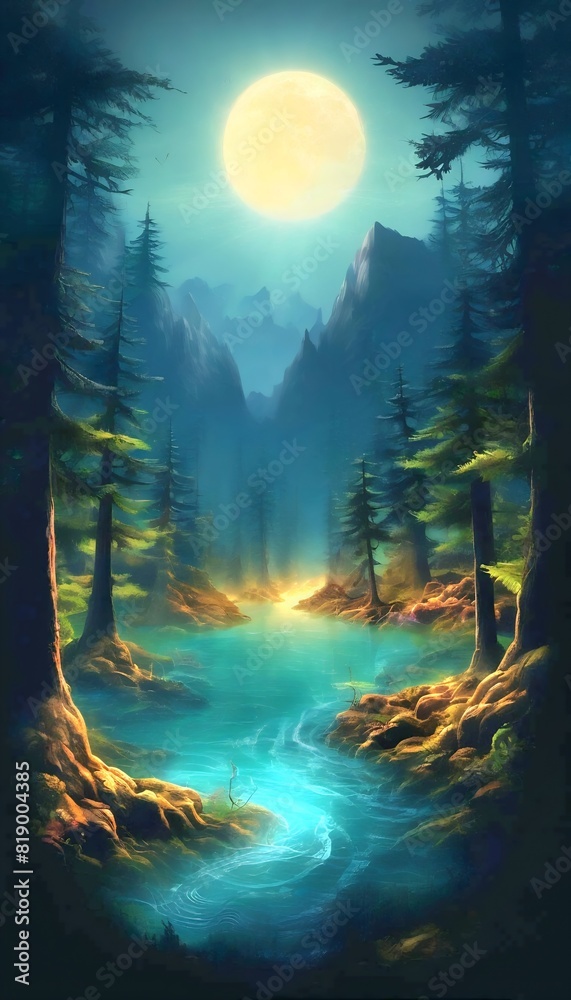 Eine abstrakte Märchenlandschaft. Hintergrund für das Design 6.