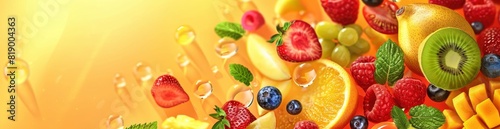 Abstract Fruit Salad Background With Summer Patterns. With Copy Space  Abstract Background