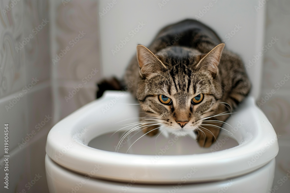 cat on a toilet training, feline habits cat on a toilet training, feline habits