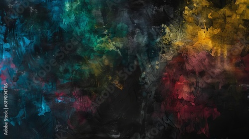 rich black watercolor wash background with colorful aquarelle texture abstract painted backdrop