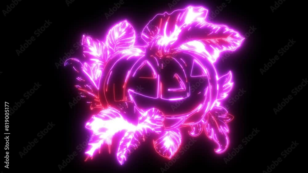 neon animation of Halloween pumpkin neon animation of Halloween pumpkin