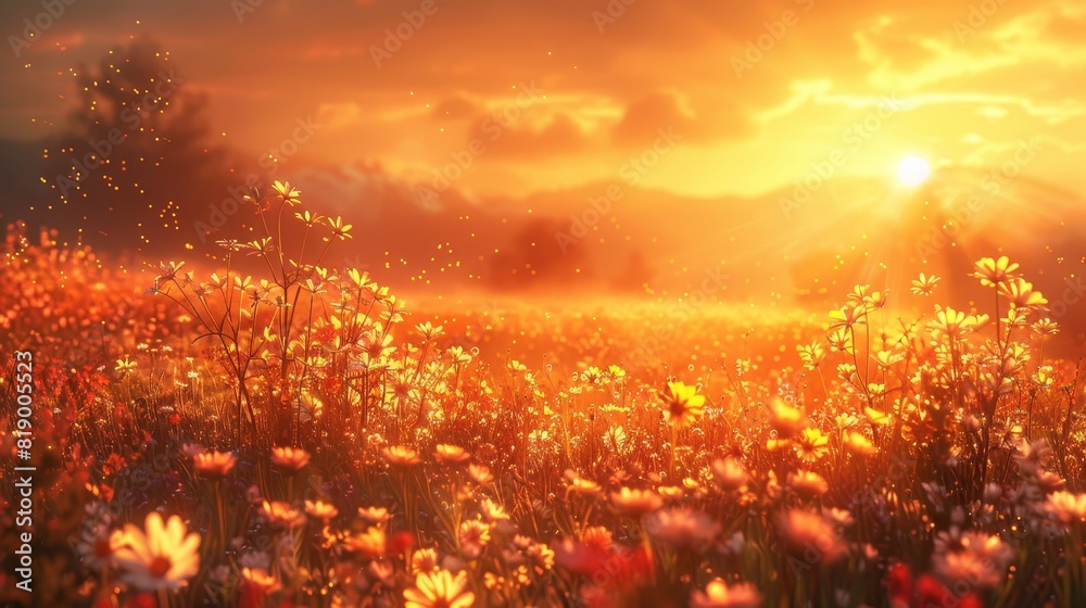 Generate a visual narrative of an idyllic sunset Generate a visual narrative of an idyllic sunset