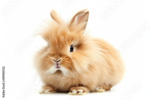 Lionhead Rabbit's Fluffy Mane: Feature a Lionhead Rabbit with its fluffy mane on display. photo on white isolated background