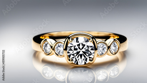 a gold engagement ring with a diamond