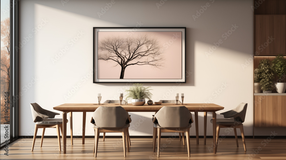 Cozy Dining Room with Tree Art and Warm Decor Cozy Dining Room with Tree Art and Warm Decor
