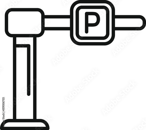 Vector illustration of black and white parking barrier icon in flat design. Symbolizing access control and security in car park entry and exit. With minimalist line art and isolated graphic silhouette