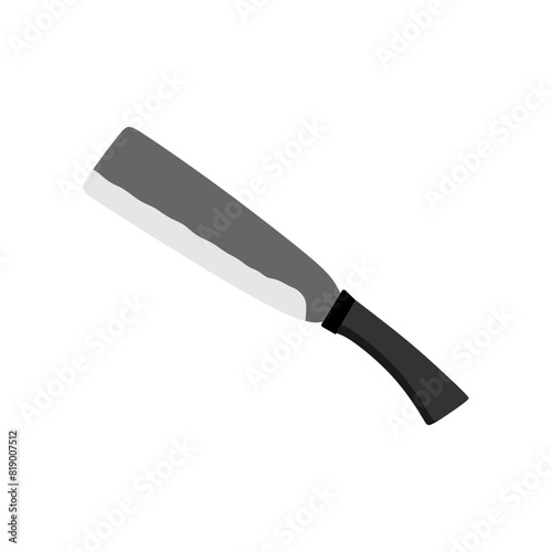 heavy machete flat design vector illustration isolated on white background. Melee weapon of hunter in jungle. Combat weapon blades. Trapper sword and hunter knife blades.