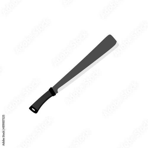 heavy machete flat design vector illustration isolated on white background. Melee weapon of hunter in jungle. Combat weapon blades. Trapper sword and hunter knife blades. photo