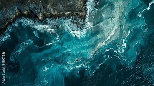 A top view aerial photo of a stunningly beautiful sea landscape  photo