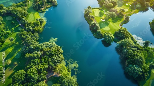 Aerial landscape featuring beautiful scenery on a green background