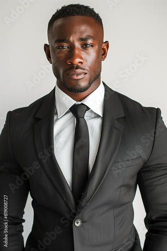 black professional man in a black suit with black tie