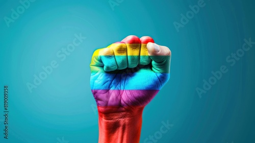Pride fist lgbt gay rainbow hand lgbtq flag day fight. Fist pride lgbt color power poster protest 