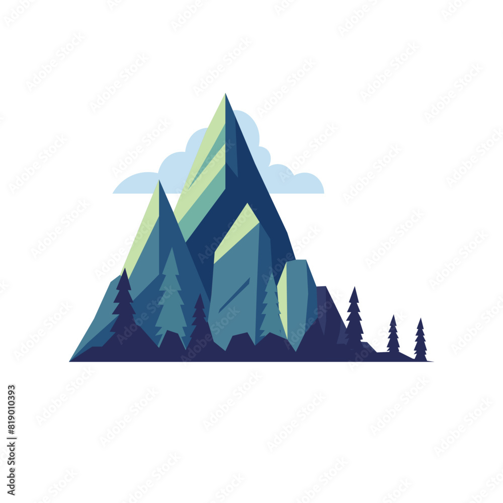 Fototapeta premium Simple high mountain illustration in flat design style, hill top or mountain peak vector image, nature mountains landscape elements