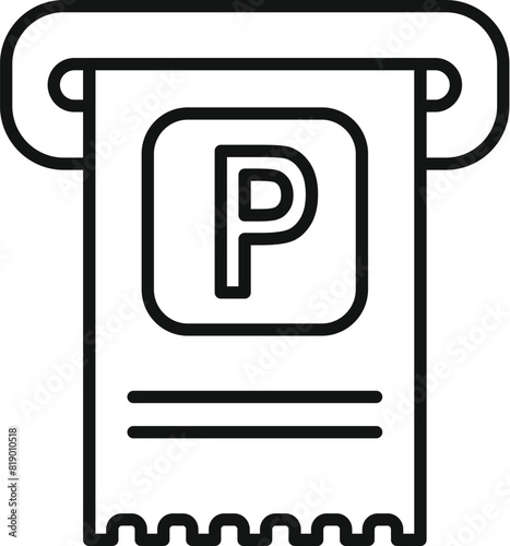 Black and white line art illustration of a parking receipt from a ticket dispenser