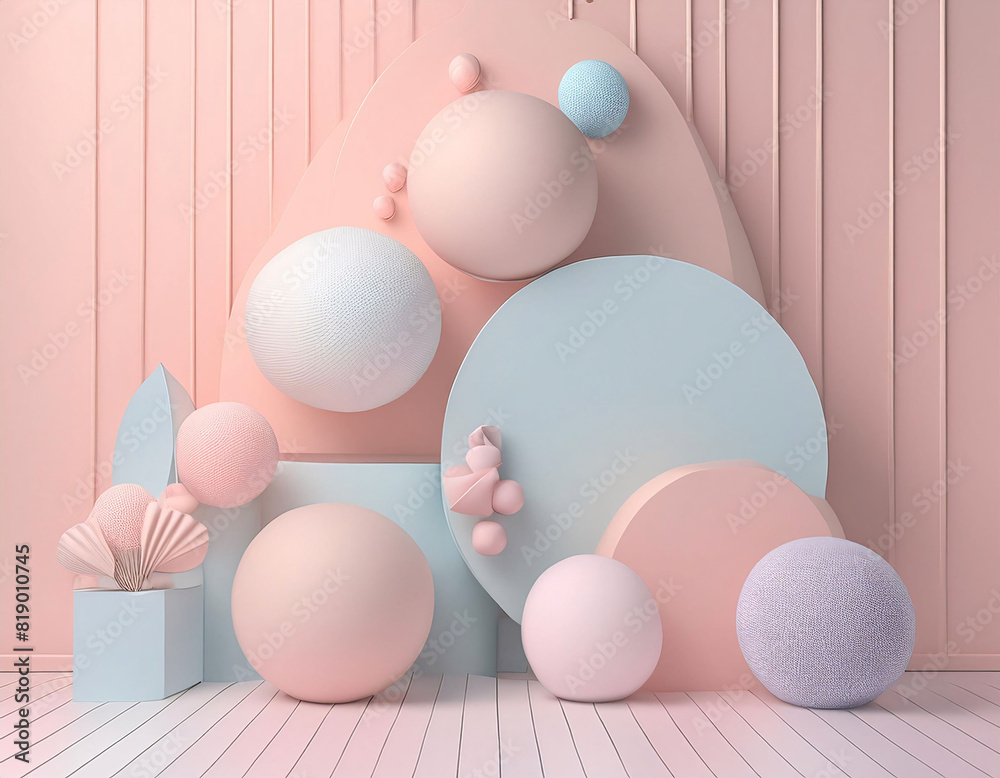 Fototapeta premium Complex geometric patterns in beautiful pastel color generative ai