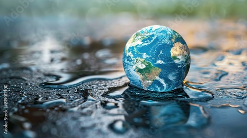 Saving water and world environmental protection concept. Eearth, globe, ecology, nature, planet 