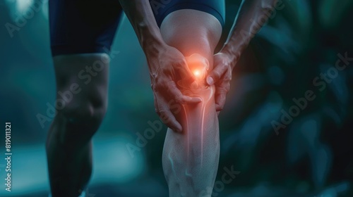 Knee paint, medicine anatomy body tibia accident, health scan treatment red, leg injury care.
