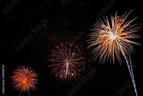 Abstract fireworks stock Image In galaxy sky Background