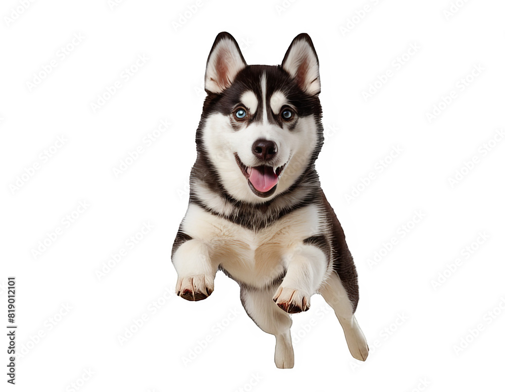 Funny and playful husky or pet dog is playing and jumping and looks happy isolated on transparent background. Little husky dog pretending. Cute and happy crazy dog head smiling on transparent png Funny and playful husky or pet dog is playing and jumping and looks happy isolated on transparent background. Little husky dog pretending. Cute and happy crazy dog head smiling on transparent png