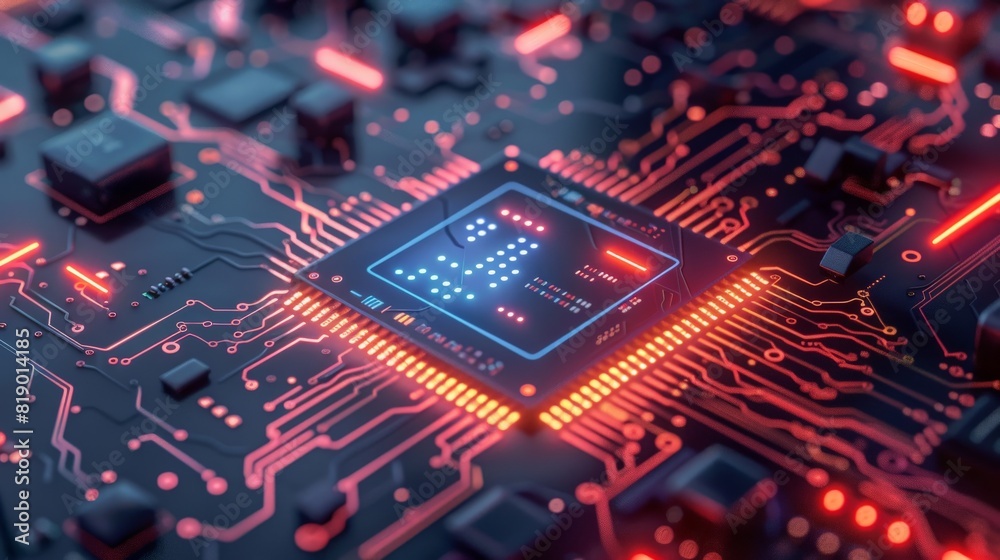 Illustration of a smart device powered by advanced microchip technology Illustration of a smart device powered by advanced microchip technology