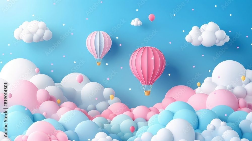 cartoon balloons in the sky and fluffy cloud cartoon balloons in the sky and fluffy cloud