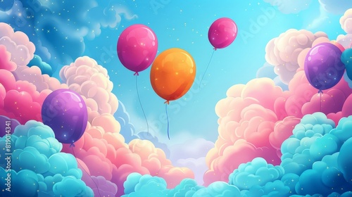 a colorful balloon floating gracefully against the backdrop of the open sky
