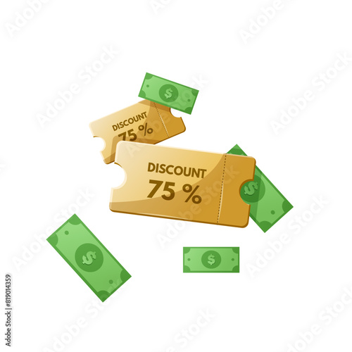Discount card template, coupon with discount and cash back money.
