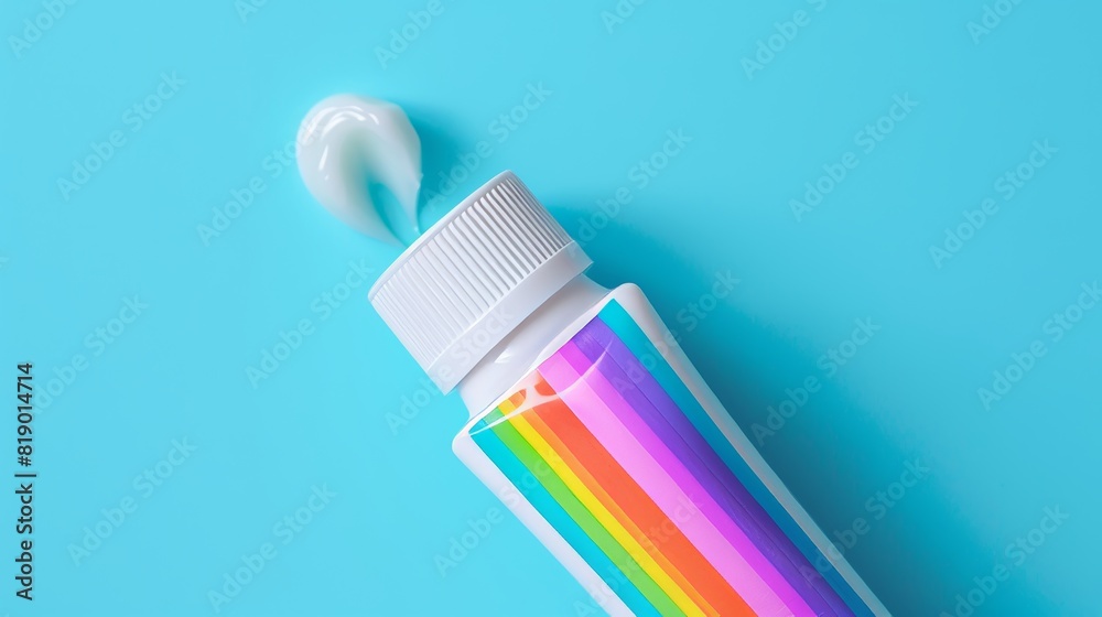 Detailed image of a white tube of toothpaste with colorful gel, focusing on the choice for effective teeth whitening Detailed image of a white tube of toothpaste with colorful gel, focusing on the choice for effective teeth whitening