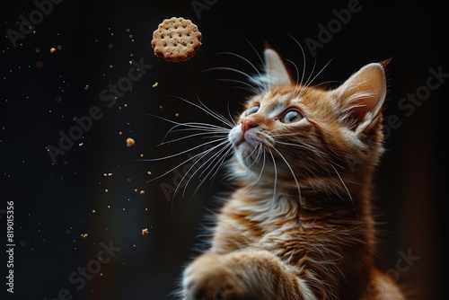 cute greedy cat catch cookie