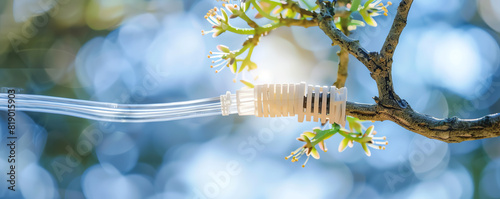 Fiber optic cable as a tree branch, symbolizing growth and expansion photo