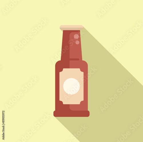 Simple vector illustration of a beer bottle in a modern flat design style on a pastel background