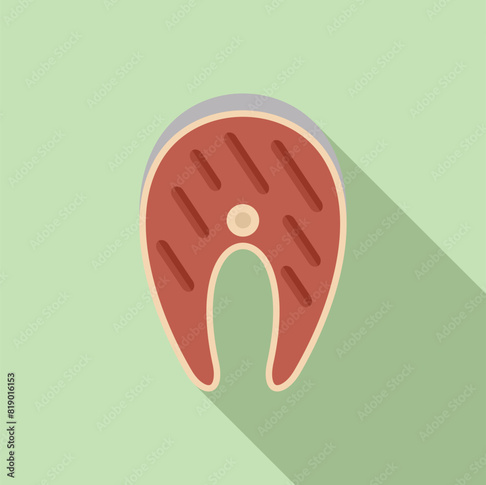 Flat design vector illustration of a salmon steak, perfect for culinary and food themes