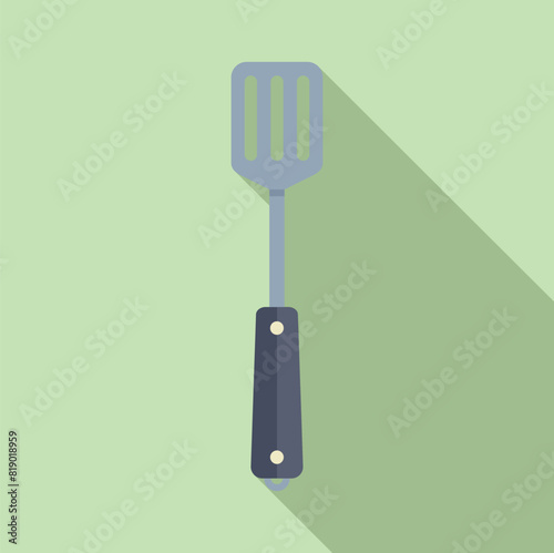 Modern flat design vector illustration of a kitchen spatula with shadow, on a dualtone pastel background