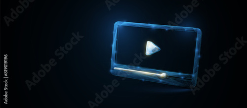 Modern video player interface. Video player. Low polygonal, wireframe, linear and mesh illustration