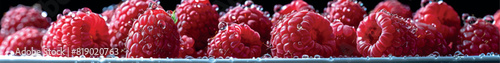 Juicy raspberries. Red raspberries on a white background for banner, cover, label. Frozen raspberries in powdered sugar. Raspberry juice, jam, dessert. Berry background. Fruit background.
