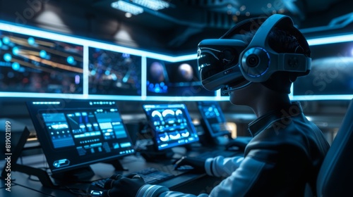 A futuristic virtual reality gaming setup with advanced haptic feedback suits, in a sleek and immersive design --ar 16:9 --style raw Job ID: a811b10c-2cfe-44e5-a22d-338f1096c94f