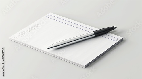 Modern Silver Pen on Blank Notebook on a White Background