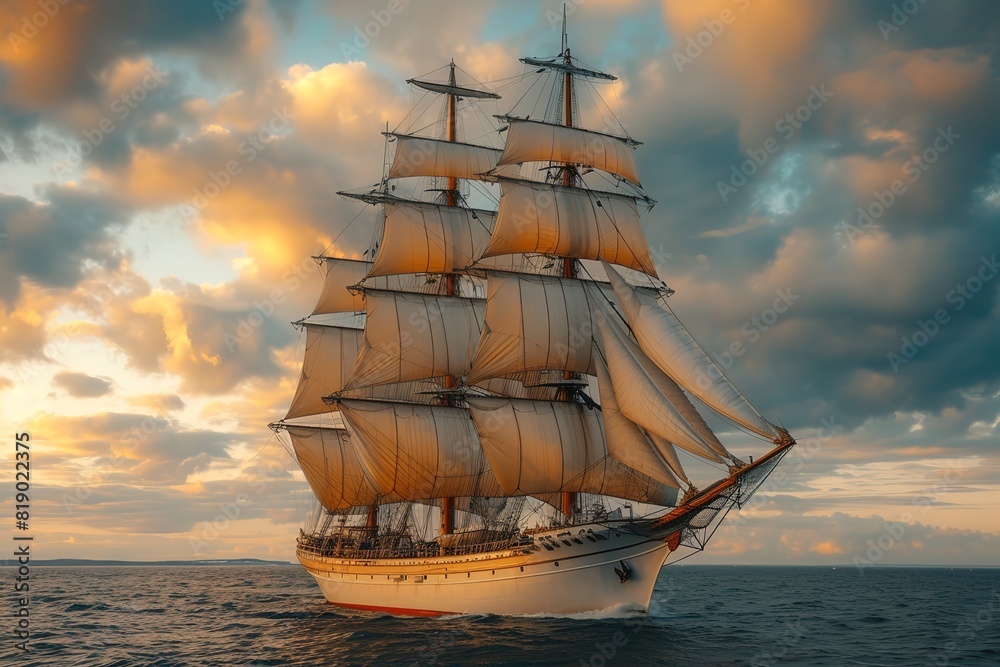 Historical Clipper Ship A vintage clipper ship under sail, representing the elegance and speed of 19th-century sailing vessels