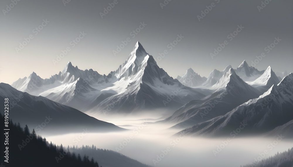 A mountain landscape with peaks shaded in gradient upscaled_2
