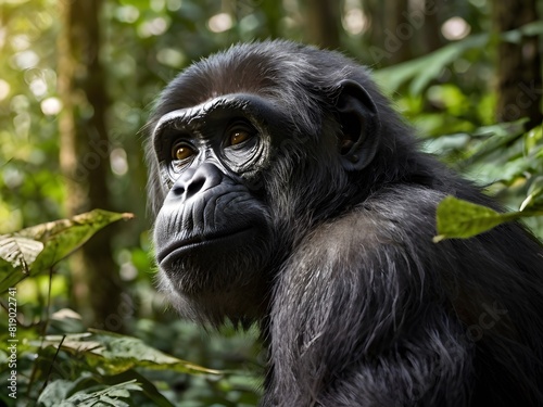 Observing an ape in its summer forest habitat © Zyariss