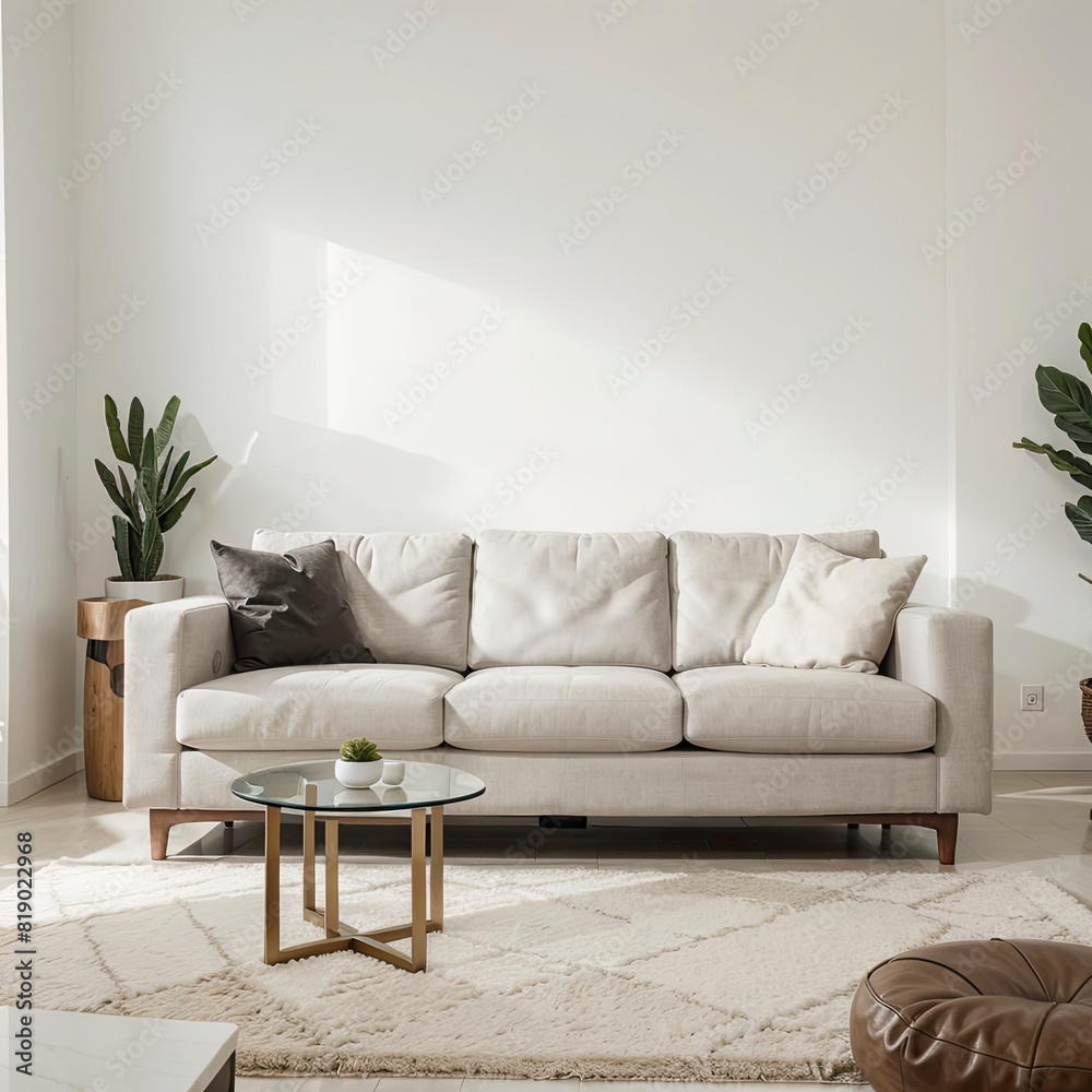 Fototapeta premium modern living room interior design with white sofa