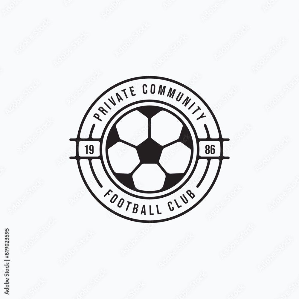 Obraz premium vintage simple football logo with ball element. Soccer football emblem, badge, illustration design
