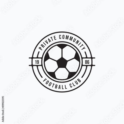 vintage simple football logo with ball element. Soccer football emblem, badge, illustration design