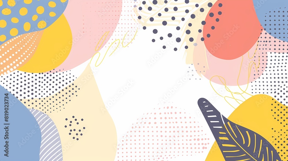 Fototapeta premium Playful Minimalistic Flat Design with Abstract Shapes and Decorative Dots on Bright Clean Background
