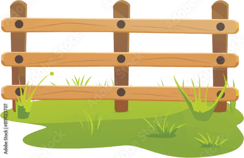 Wooden fence on the grass. illustration isolated on white background.