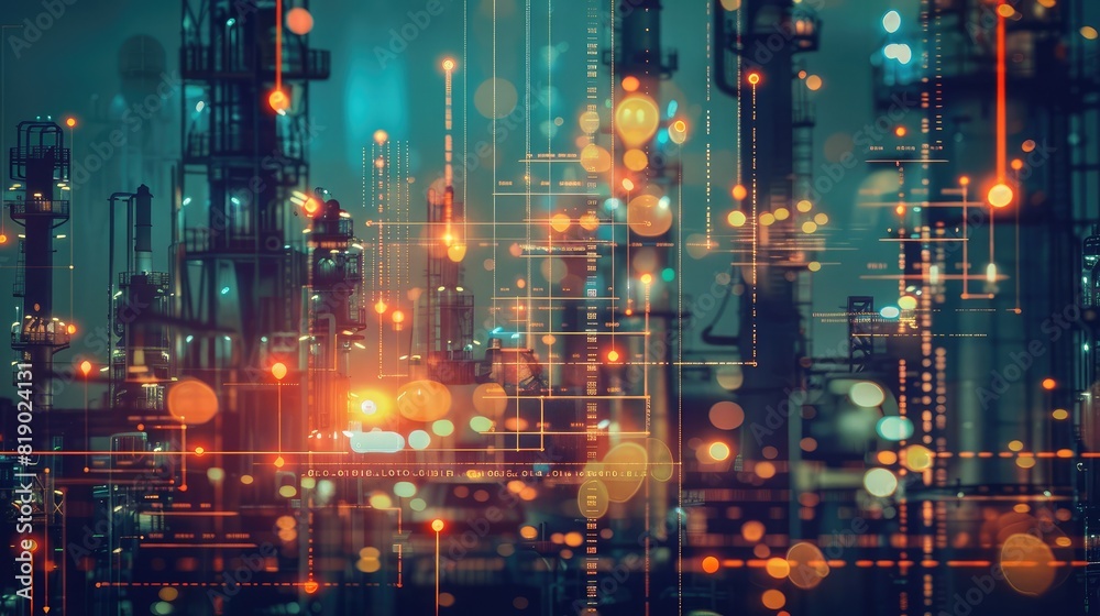 Graphs merging seamlessly with industrial collar work, illustrating the intersection of data-driven insights and industrial operations Graphs merging seamlessly with industrial collar work, illustrating the intersection of data-driven insights and industrial operations