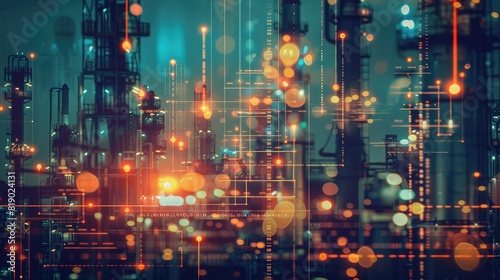 Graphs merging seamlessly with industrial collar work  illustrating the intersection of data-driven insights and industrial operations