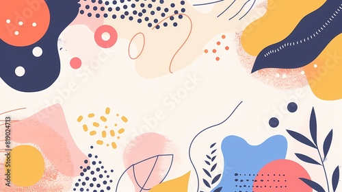 Playful Minimalistic Flat Design with Abstract Shapes and Decorative Dots on Clean Background