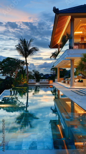 pool at sunset photo