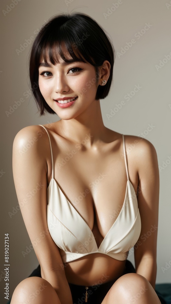 Fototapeta premium Photo Portrait of a Beautiful Asian Female in home top